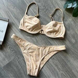 Same swim woven/basketweave 2 piece bikini set. Size Sm top/Med bottom NWOT!